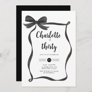 Black Bow Coquette Bow 30. Geburtstag Einladung