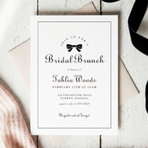 Black Bow Coquette Elegante Bridal Brunch Einladung