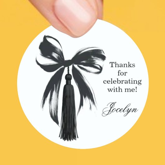 Black Bow Coquette Graduation Party Favor Sticker