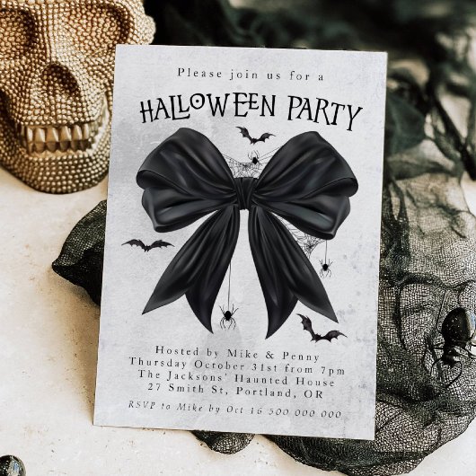 Black Bow Coquette Halloween Invitation Einladung