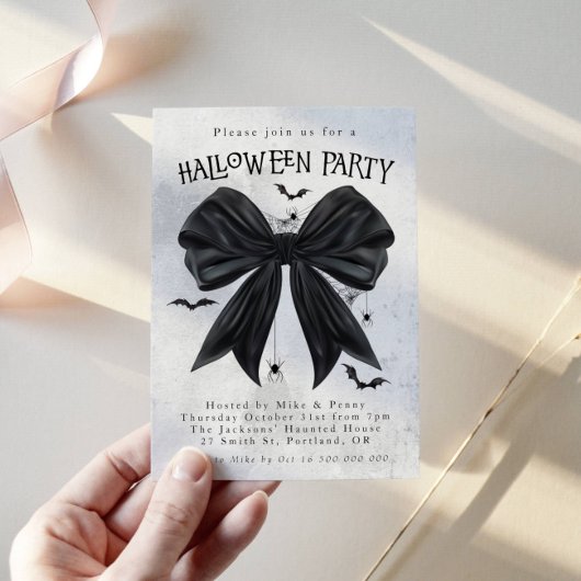Black Bow Coquette Halloween Invitation Einladung