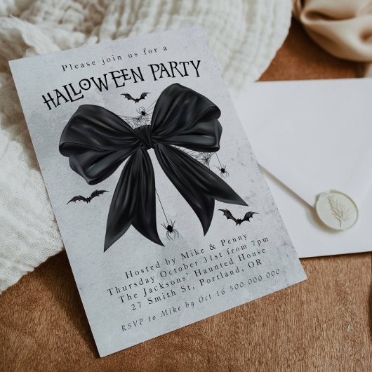 Black Bow Coquette Halloween Invitation Einladung