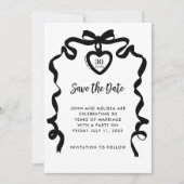 Black Bow Coquette Jubiläum Party Einladung (Vorderseite)