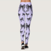 Black Bow Coquette Lila Trendy Individuelle Name Leggings (Rückseite)