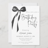 Black Bow Coquette Party Birthday Invitation Einladung (Vorderseite)