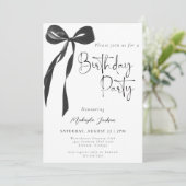 Black Bow Coquette Party Birthday Invitation Einladung (Stehend Vorderseite)