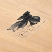 Black Bow Coquette Script Sweet 16 Party Acryleinladungen (Ablage )