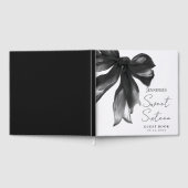 Black Bow Coquette Script Sweet 16 Party Gästebuch (Voll)