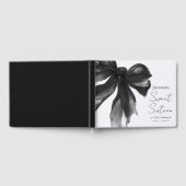 Black Bow Coquette Script Sweet 16 Party Gästebuch (Voll)