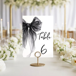 Black Bow Coquette Themed Wedding Table Number Tischnummer