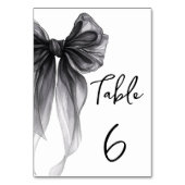 Black Bow Coquette Themed Wedding Table Number Tischnummer (Rückseite)