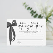 Black Bow Date Night Ideas Brautparty Game Einladung (Stehend Vorderseite)