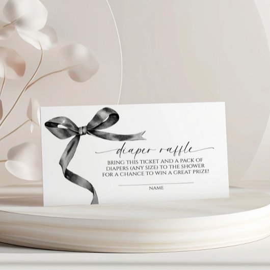 Black Bow Diaper Raffle Begleitkarte