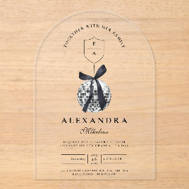 Black Bow Disco Ball Graduation Party Acryleinladungen