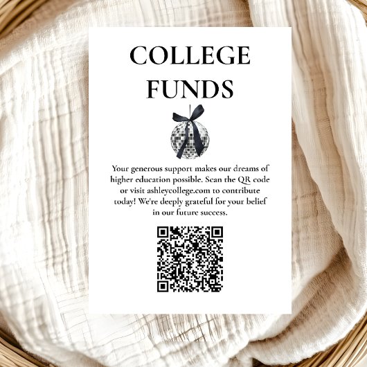 Black Bow Disco Ball Graduation Party Begleitkarte