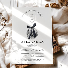 Black Bow Disco Ball Graduation Party Einladung