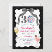Black Bow Diskothek Ball Cocktail 30. Geburtstag Einladung (Vorderseite)