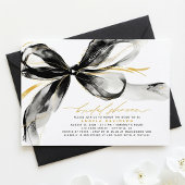 Black Bow Elegant Romantic Modern Bridal Shower Einladung