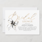 Black Bow Elegant Romantic Modern Bridal Shower Einladung (Vorderseite)