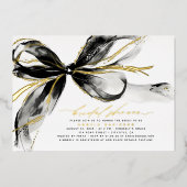 Black Bow Elegant Romantic Modern Bridal Shower Folieneinladung (Vorderseite)