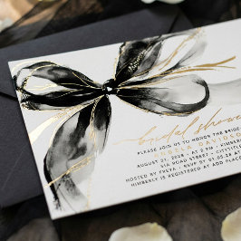 Black Bow Elegant Romantic Modern Bridal Shower Folieneinladung