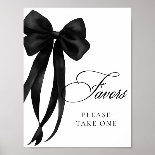 Black Bow Favors Table Sign Poster (Vorne)
