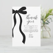 Black Bow First Birthday Coquette Thank You Card Dankeskarte (Stehend Vorderseite)