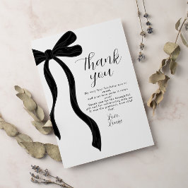 Black Bow First Birthday Coquette Thank You Card Dankeskarte