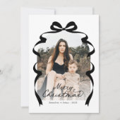 Black Bow Foto Frohe Weihnachtsgeschichte Feiertagskarte (Vorderseite)