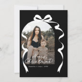 Black Bow Foto Frohe Weihnachtsgeschichte Feiertagskarte (Vorderseite)