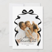 Black Bow Foto Frohe Weihnachtsgeschichte Feiertagskarte (Vorderseite)