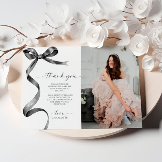 Black Bow Foto Vielen Dank Note Card Einladung