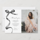 Black Bow Foto Vielen Dank Note Card Einladung (Vorderseite)