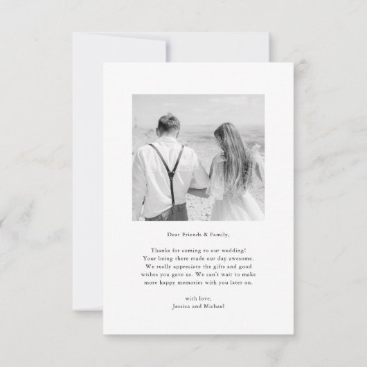 Black Bow Foto Wedding Dankeskarte (Rückseite)