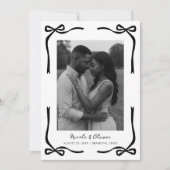 Black Bow Frame & Elegantes Modernes Foto Hochzeit Save The Date (Vorderseite)