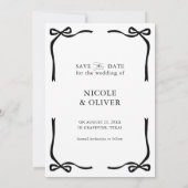 Black Bow Frame & Simple Modern Foto Wedding Save The Date (Rückseite)