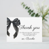 Black Bow Französisch Brautparty vielen Dank Dankeskarte (Stehend Vorderseite)