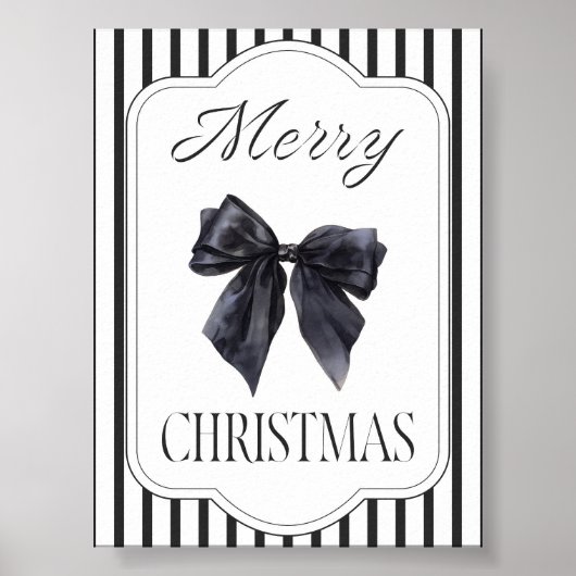 Black Bow Frohe Weihnachtsmauer Kunst Poster (Vorne)