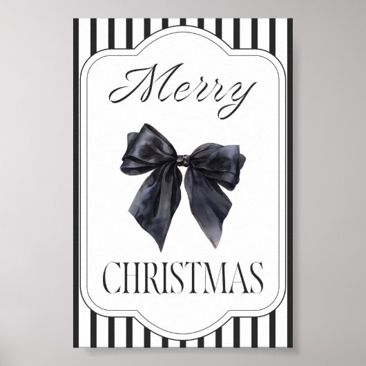 Black Bow Frohe Weihnachtsmauer Kunst Poster (Vorne)