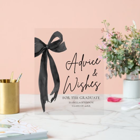 Black Bow Grad Party Graduate Ratschläge und Wünsc Acrylschild (Hochzeit)