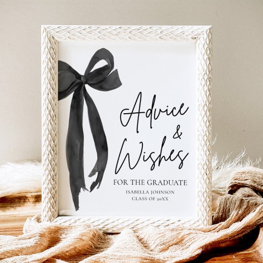 Black Bow Grad Party Graduate Ratschläge und Wünsc Poster