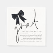 Black Bow Grad Script Fun Fakten Graduation Party Serviette (Vorderseite)