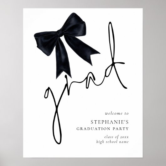 Black Bow Grad Script Willkommen zur Graduierungsp Poster (Vorne)