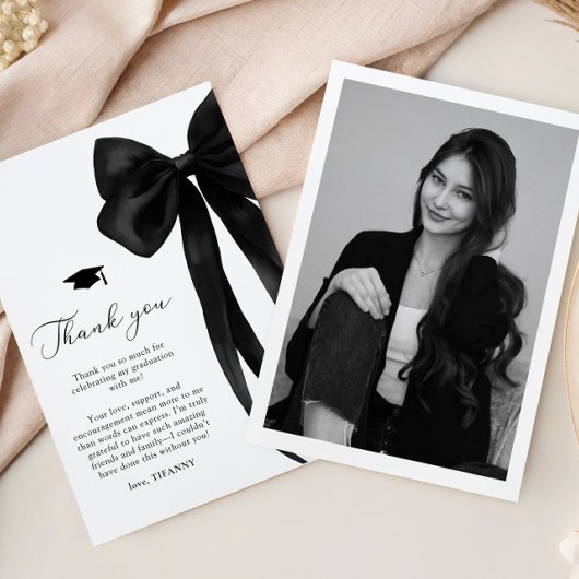 Black Bow Graduation Dankeskarte