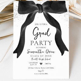 Black Bow Graduation Party Einladung