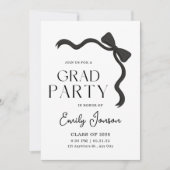 Black Bow Graduation Party Elegant Modern Grad  Einladung (Vorderseite)