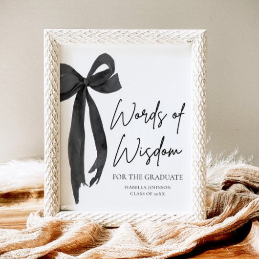 Black Bow Graduation Party Ratgeber Worte der Weis Poster