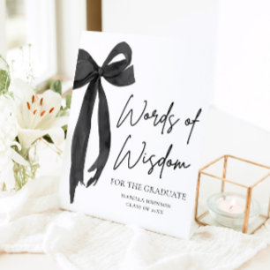 Black Bow Graduation Party Ratgeber Worte der Weis Sockelschild