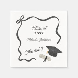 Black Bow Graduation Serviette