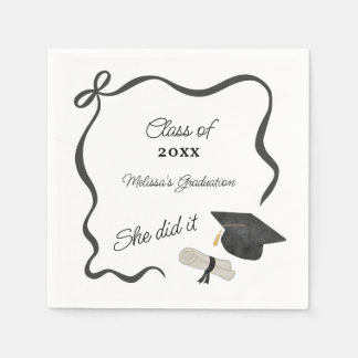 Black Bow Graduation Serviette